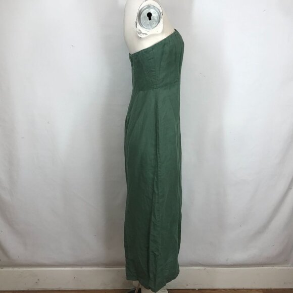 ZARA- WOMEN'S MEDIUM - GREEN STRAPLESS SLIT IN BACK SUMMER MIDI DRESS - Picture 4 of 7